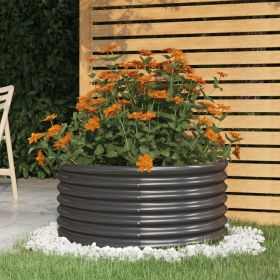Garden Planter Powder-coated Steel 31.5"x31.5"x14.2" Anthracite