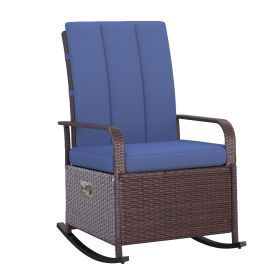 Outsunny Wicker Outdoor Rocking Chair, Patio Recliner with Adjustment Backrest