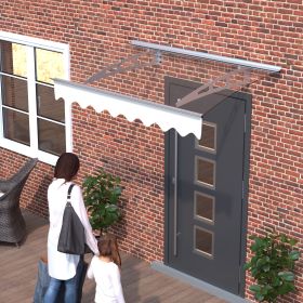 GarLUGH DA4734C Series Door Window Awning Made of 0.137 Inch Thick Crystal Solid Polycarbonate Sheet and Aluminum Alloy with Valance in size of 4