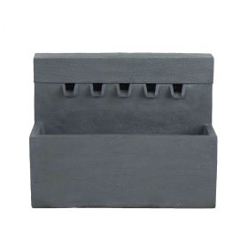 11.8x30.7x23.6" Decorative Gray Fountain with Rectangle Design, with Light and Pump, for Indoor and Outdoor