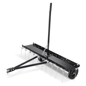 VEVOR Tow Behind Dethatcher, 40-inch Tow Dethatcher with 20 Spring Steel Tines, Lawn Dethatcher Rake for ATV or Mower