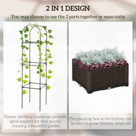 Raised Garden Bed with Trellis, Self-Watering Planter Box, 69.7" Tomato Planters for Climbing Plants Vegetable Vine Flowers