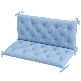 2 Seater Garden Bench Cushion, Thick Outdoor Non-Slip 2 Seater Soft Pad With Backrest for Garden Patio, 47" x 43" x 5", Light Blue